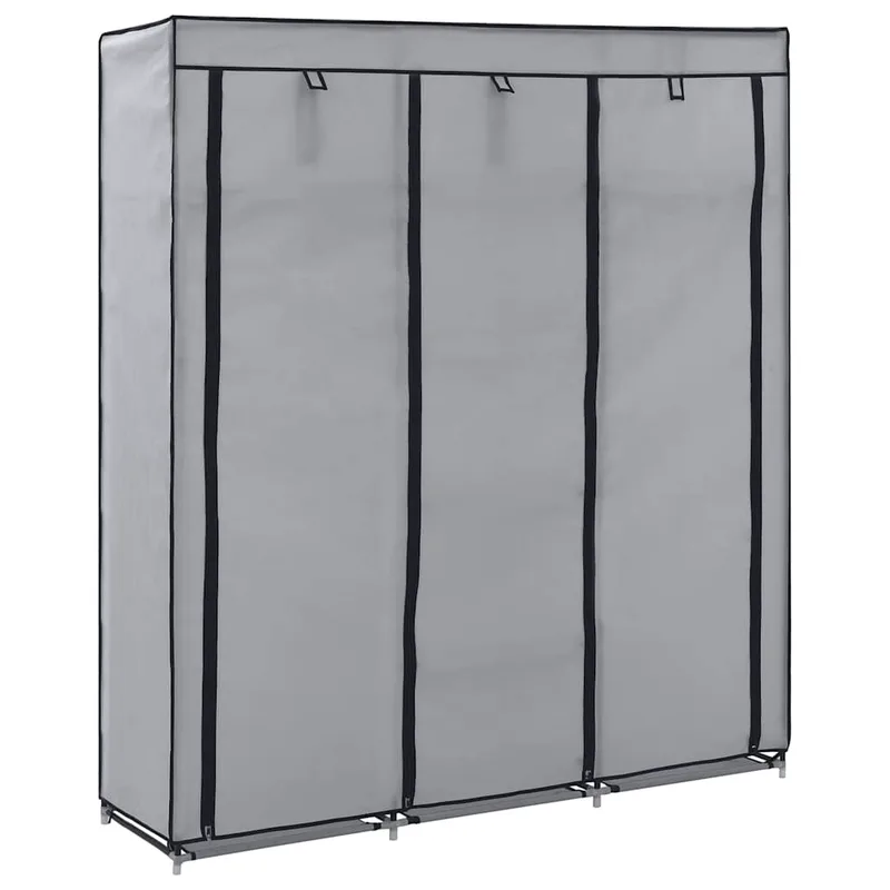 vidaXL Ντουλάπα με Χωρίσματα και Ράβδους Γκρι 150x45x175 εκ. Ύφασμα