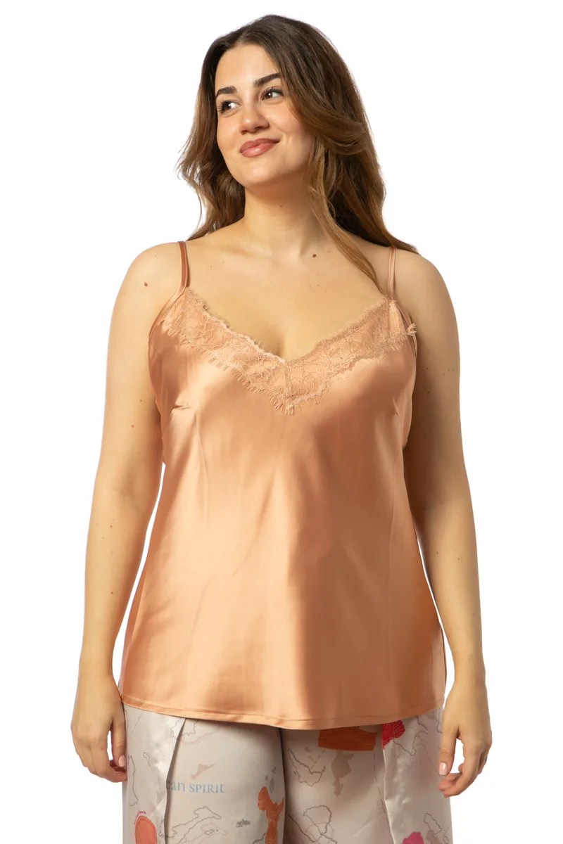 Σατέν τοπ με δαντέλα σε nude χρώμα | Premium Collection