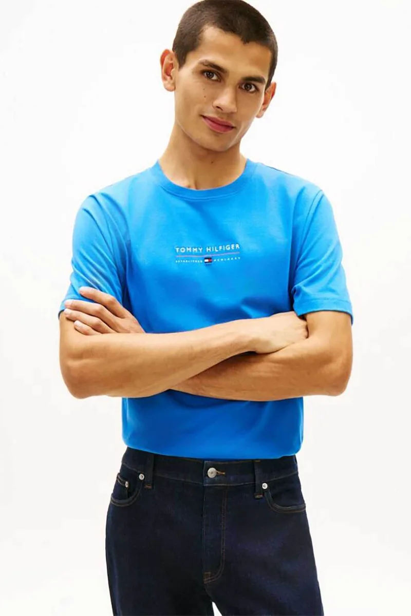 Tommy Hilfiger ανδρικό T-shirt με λογότυπο Regular Fit - MW0MW42363 Μπλε