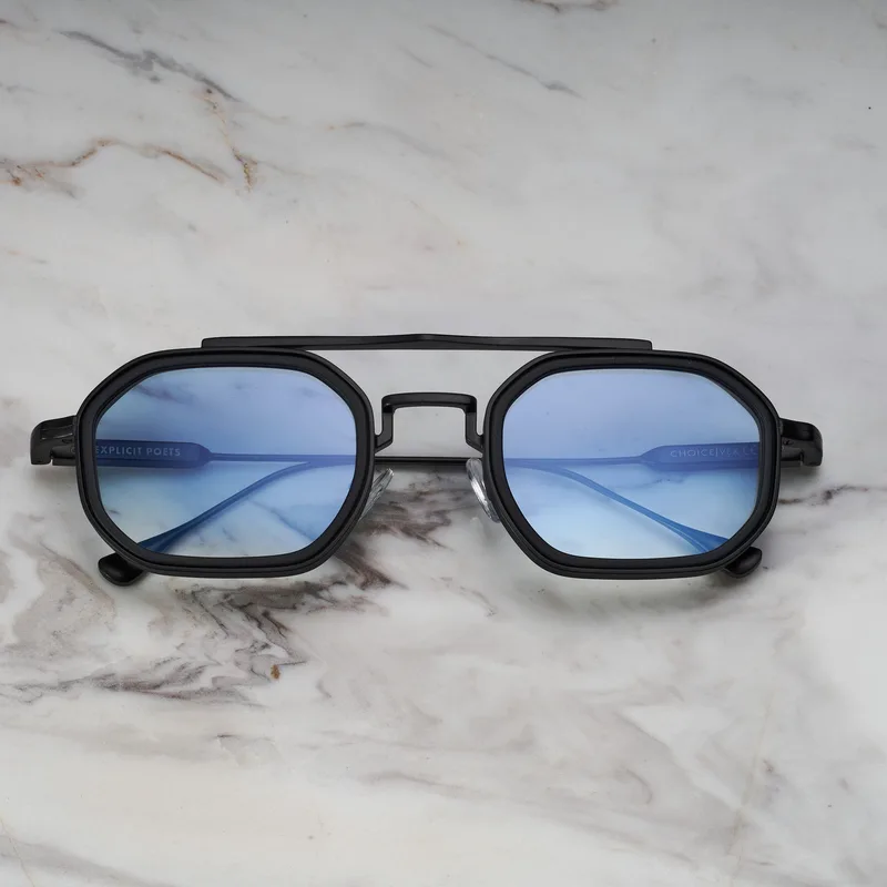 VEX A21EP2M - VEX - MATT BLACK & MATT BLACK - GRADIENT BLUE Sunglasses | Matt Black & Matt Black | Gradient Blue Shades | Explicit Poets Sunglasses