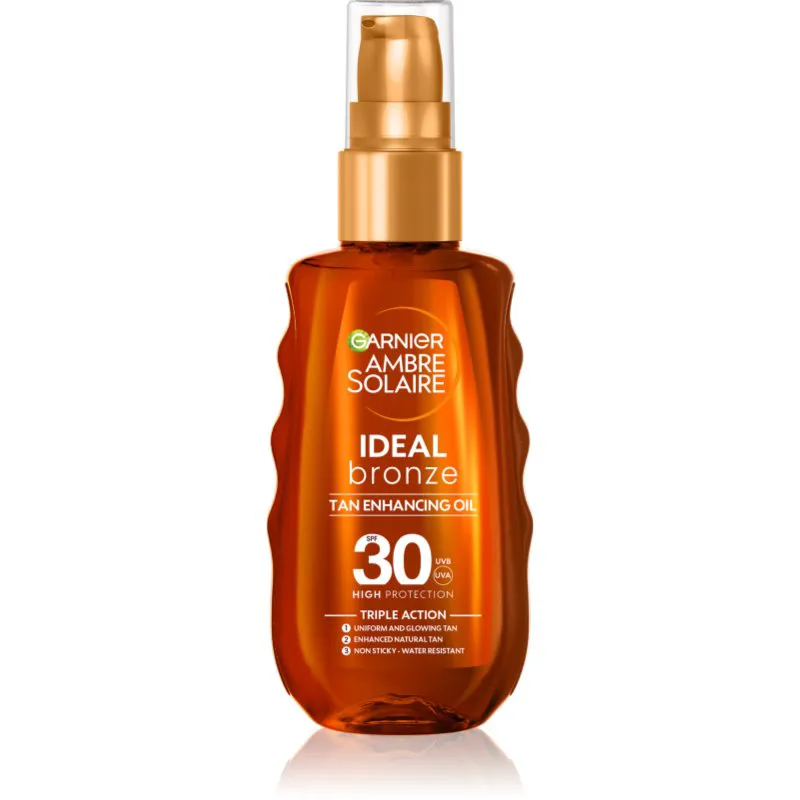 Garnier Ambre Solaire Ideal Bronze λάδι περιποίησης και μαυρίσματος SPF 30 150 ml