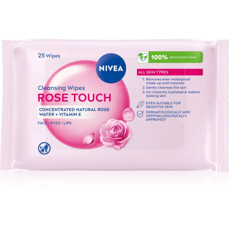 NIVEA Micellar Rose Touch καθαριστικά μικυλλιακά μαντηλάκια προσώπου 25 τμχ