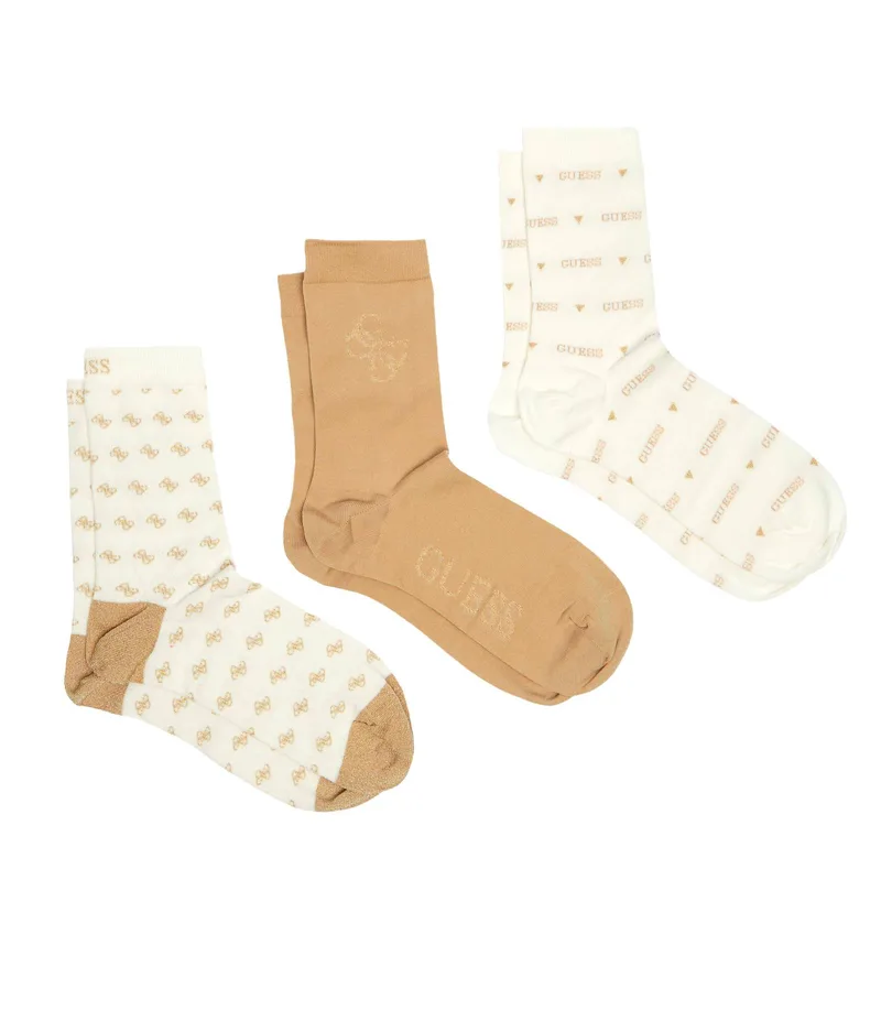 Guess Γυναικείες Κάλτσες 3 pack Fantasy O4BG03KCJ20-FN28 Μπεζ