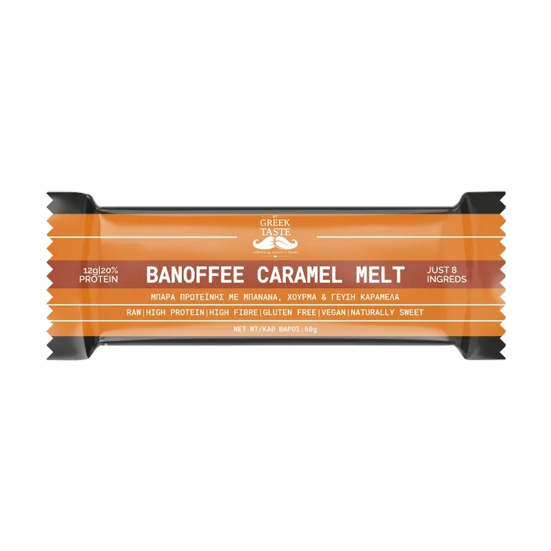 Banoffee Caramel Melt No Guilt Protein Dessert - myGreekTaste - 60gr Ελλάδα High Protein High Fibre Gluten Free Lactose Free Vegan Naturally Sweetened Palm Oil Free