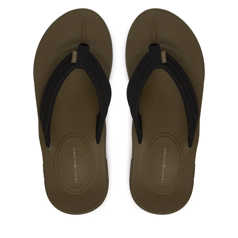 Σαγιονάρες Tommy Hilfiger Molded Hilfiger Lth Beach Sandal FM0FM05802 Μαύρο