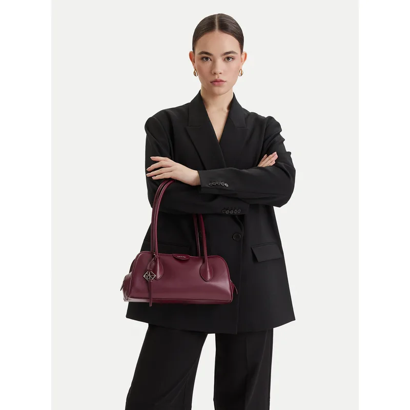 Τσάντα Calvin Klein Emblem Trio Shoulder Bag LV04F3369G Μπορντό
