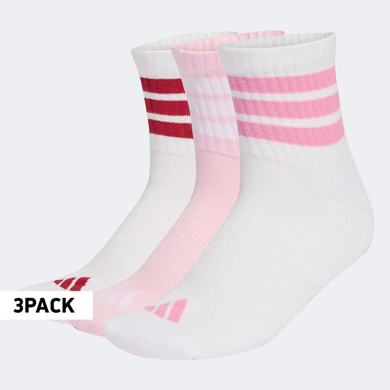 adidas 3 Stripes Cushioned Mid Cut Socks 3 Pair Pa (9000261414_92176)