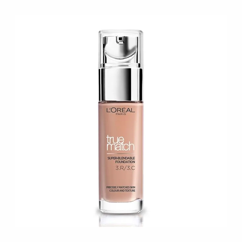 L'Oreal Paris True Match Foundation 30ml Υγρό Make up που Καλύπτει τις Ατέλειες, Περιποιείται & Φροντίζει την Επιδερμίδα - 3R Rose Μπεζ