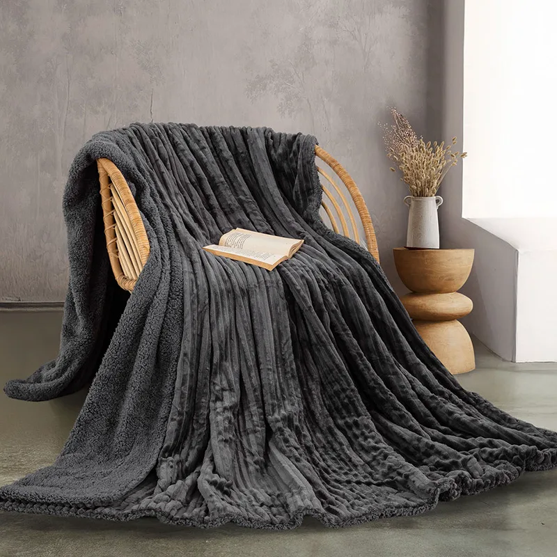 Κουβέρτα Fleece με Σέρπα Υπέρδιπλη 220X240 Rythmos Jollein Ανθρακι (220x240)