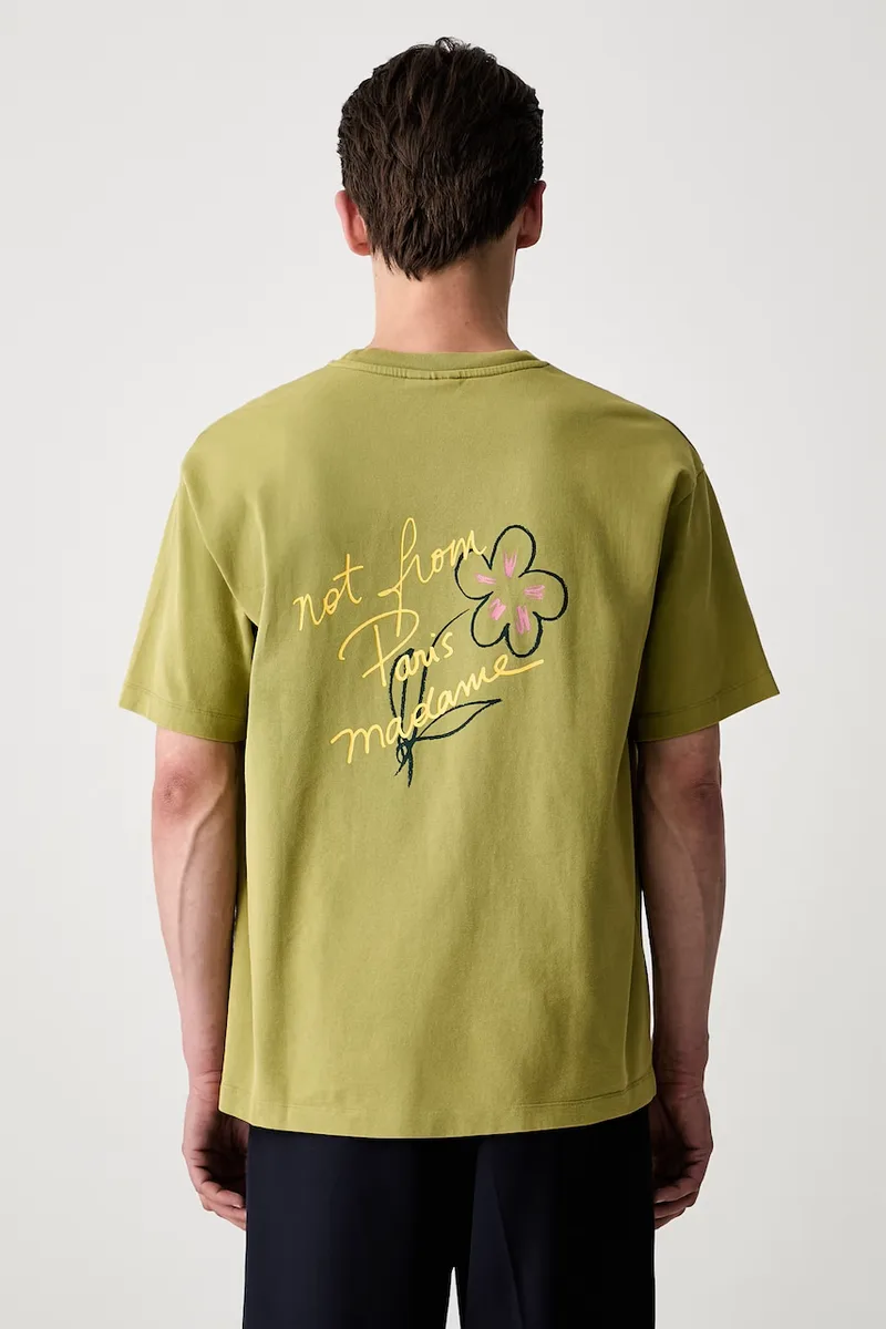 Drôle de Monsieur t-shirt ανδρικό βαμβακερό Esquisse Slogan