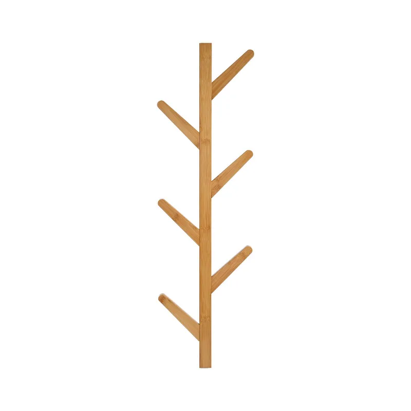 Κρεμάστρα Τοίχου Bamboo Κάθετη 6 Θέσεων Με Πλακέ Γάντζους 84x26x6.8cm