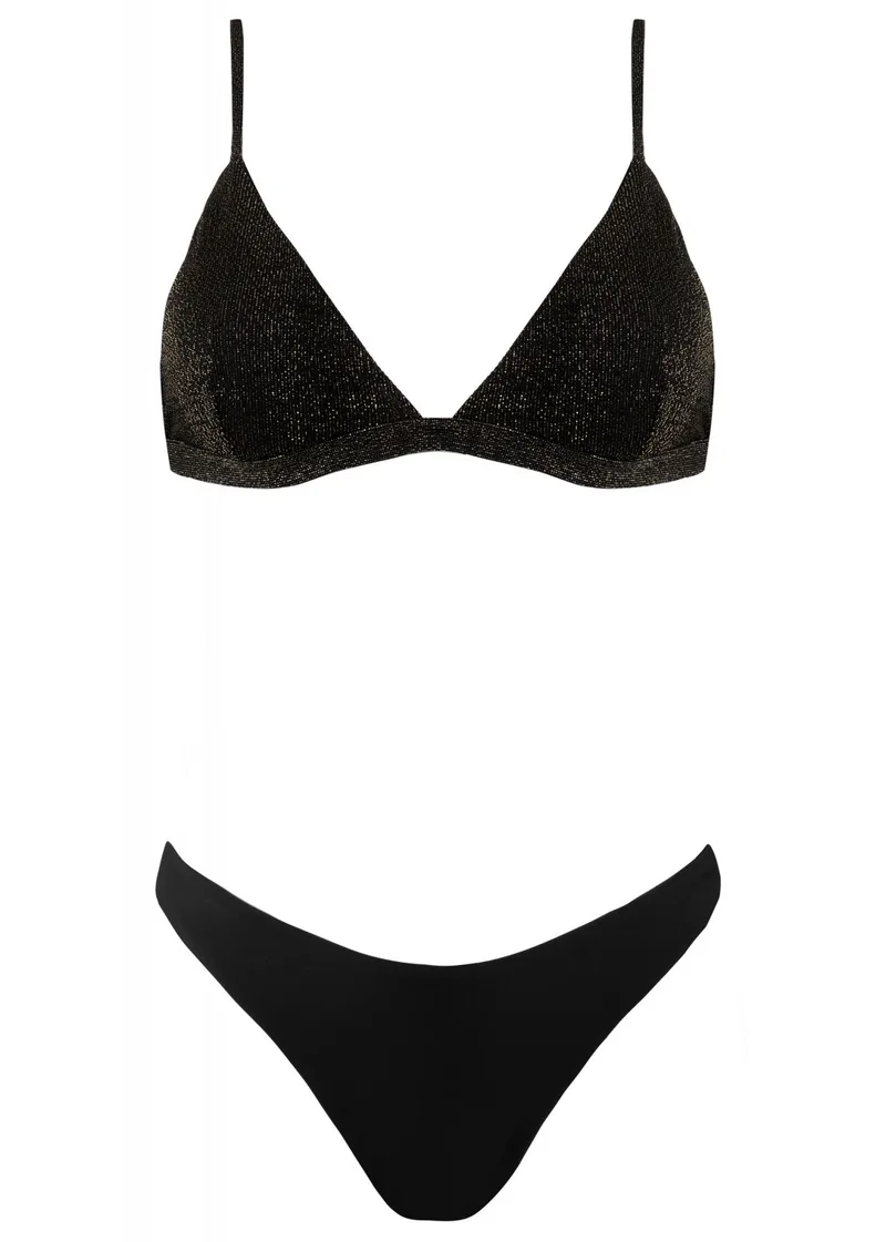 Γυναικείο set μαγιο lurex bra αποσπώμενη ενίσχυση bikini παρτό ψηλόμεσο. ΜΑΥΡΟ