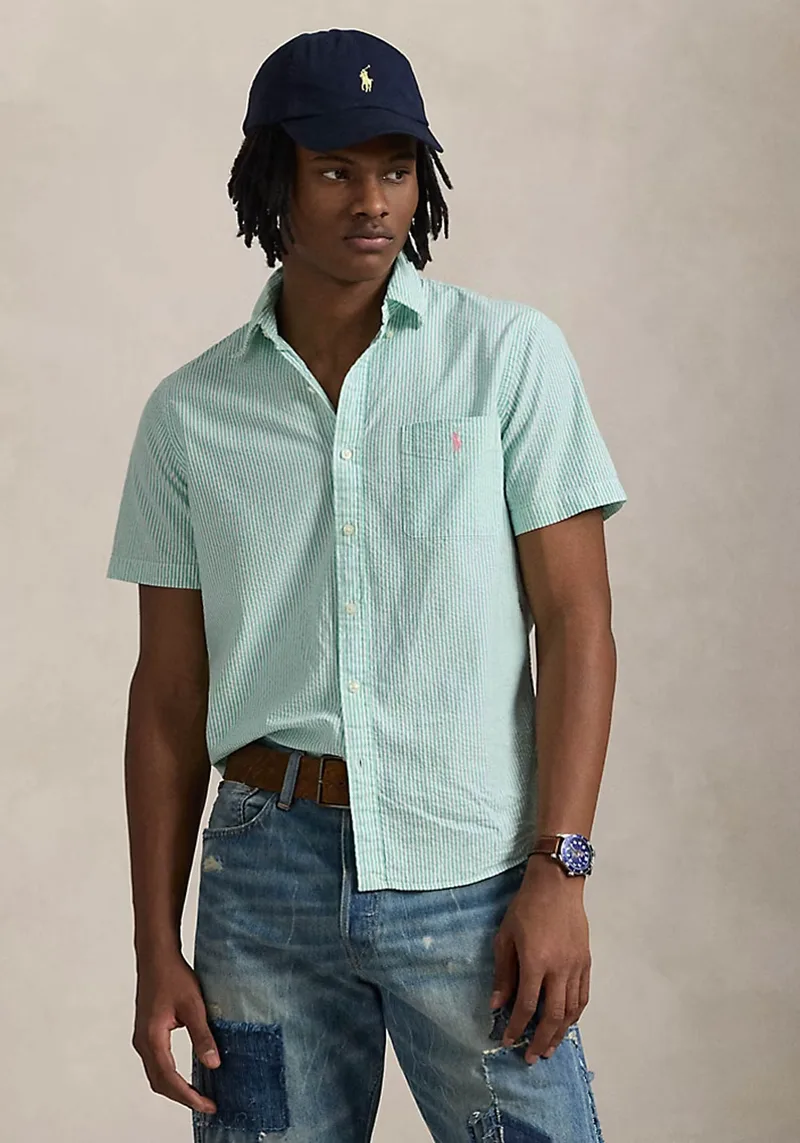 Polo Ralph Lauren Πουκάμισο της σειράς Striped Seersucker - 710906574 003 Keywest Green/White