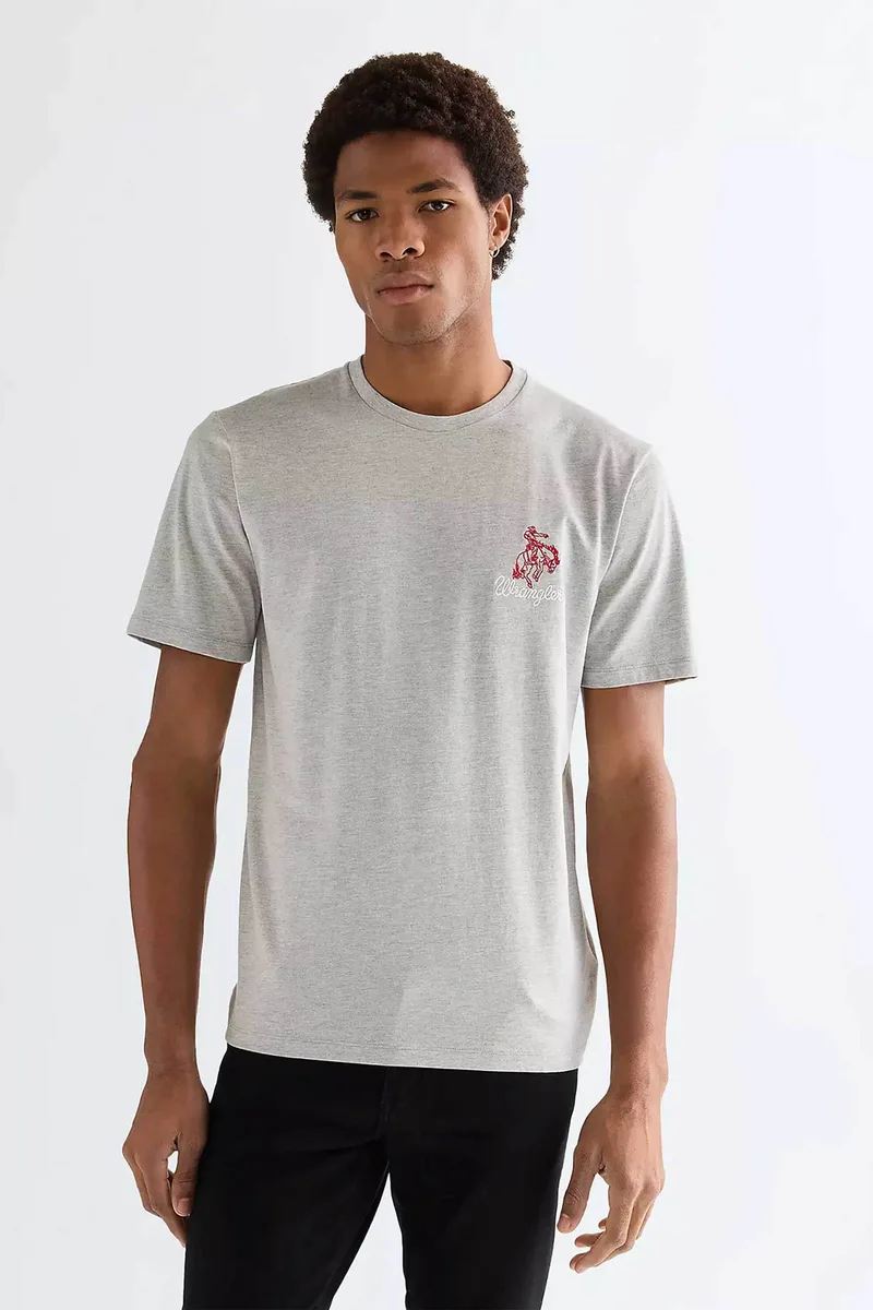 Wrangler® ανδρικό T-shirt με κέντημα Regular Fit - 112377988 Γκρι