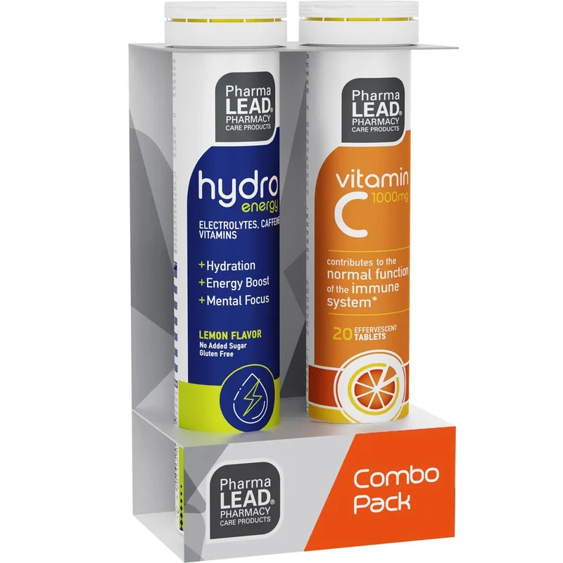 Pharmalead Promo Hydro Energy Electrolytes, Caffeine & Vitamins Lemon 20 Effer.tabs & Vitamin C 1000mg Πορτοκαλί 20 Effer.tabs