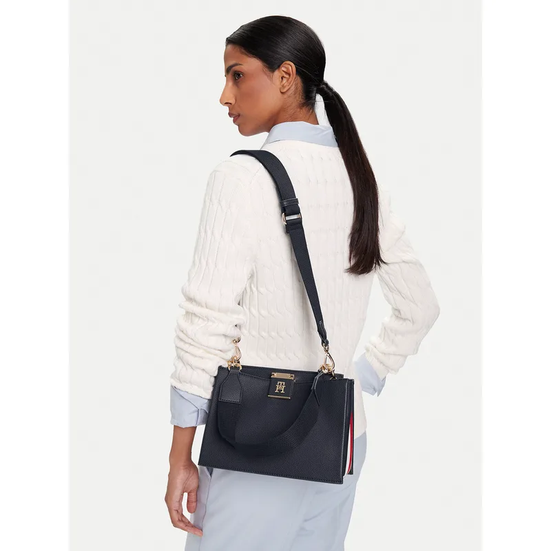 Τσάντα Tommy Hilfiger Th Her Med Satchel Corp AW0AW17830 Σκούρο μπλε