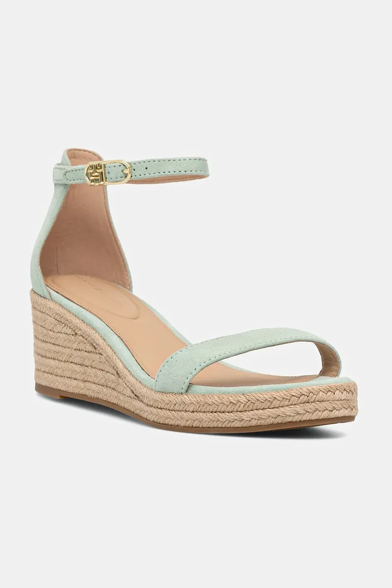 Πέδιλα σουέτ Tommy Hilfiger SUEDE ANKLE MID WEDGE ESPADRILLE