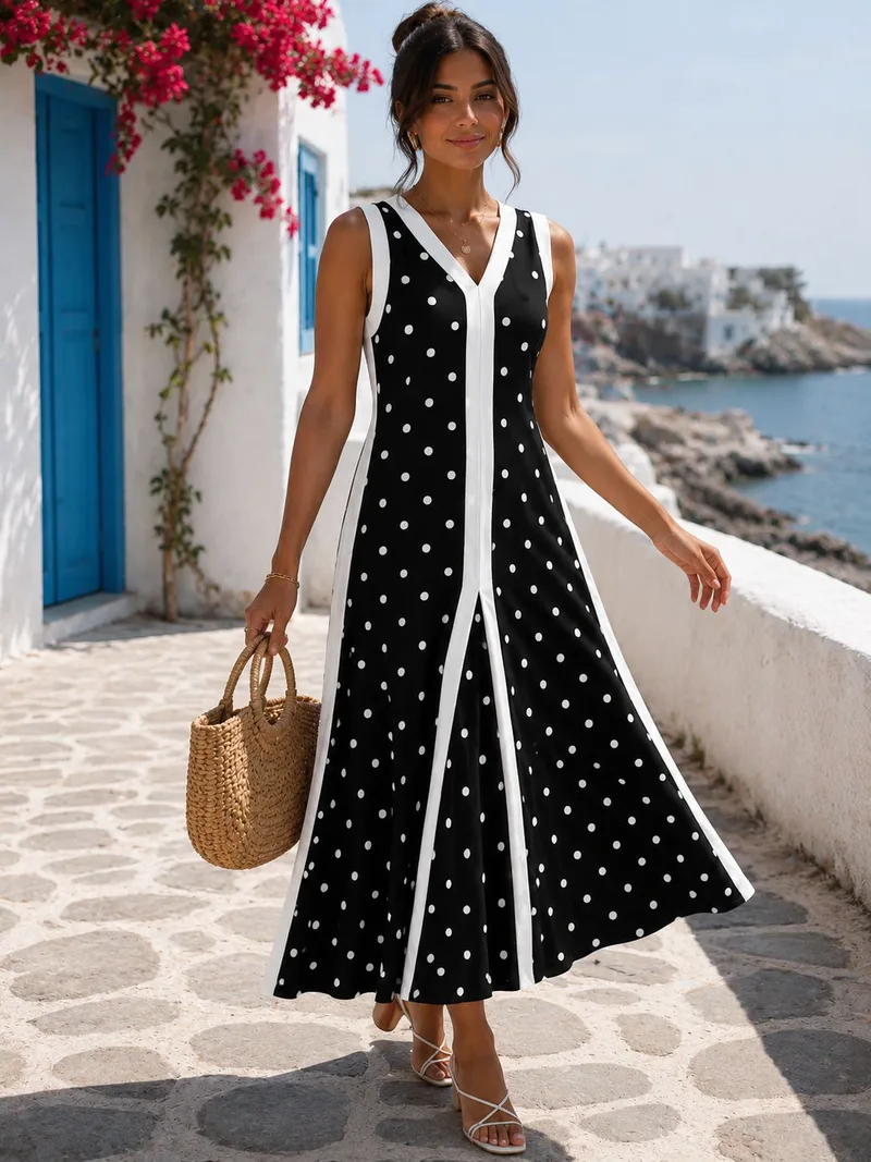 Πουά Midi Φόρεμα – Μαύρο | Dress Up Μαύρο