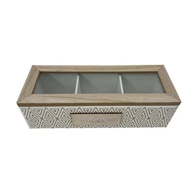 Ξύλινο Κουτί Αποθήκευσης για Τσάι 24x9x7cm Άσπρο