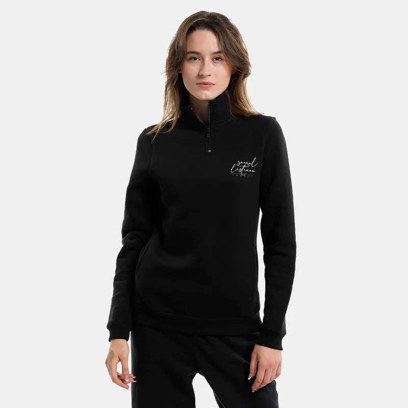 Target Zip Neck Fleece ''Social" Γυναικεία Μπλούζα Φούτερ (9000118392_001)