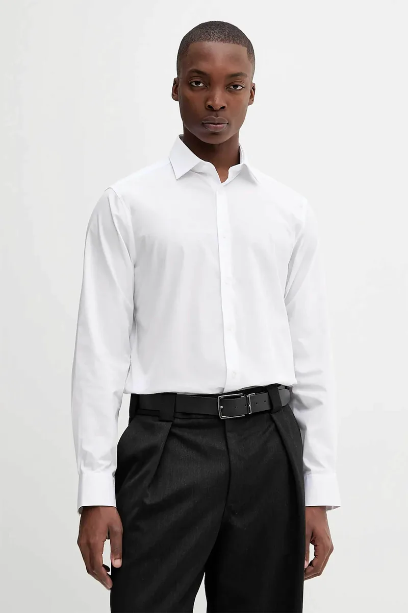 Calvin Klein ανδρικό πουκάμισο μονόχρωμο Slim Fit - LV019EU001 Λευκό