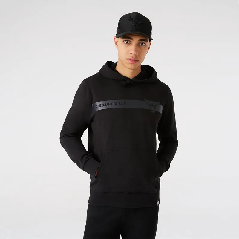 CHICAGO BULLS TEAM LOGO STRIPE HOODIE ΜΑΥΡΟ