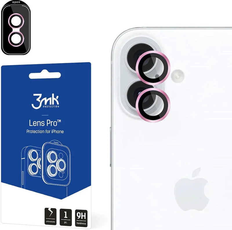 Tempered Glass iPhone 16 / 16 Plus 3MK Lens Protection Pro Αντιχαρακτικό Γυαλί Προστασίας για Φακό Κάμερας - Ροζ (5903108588539)