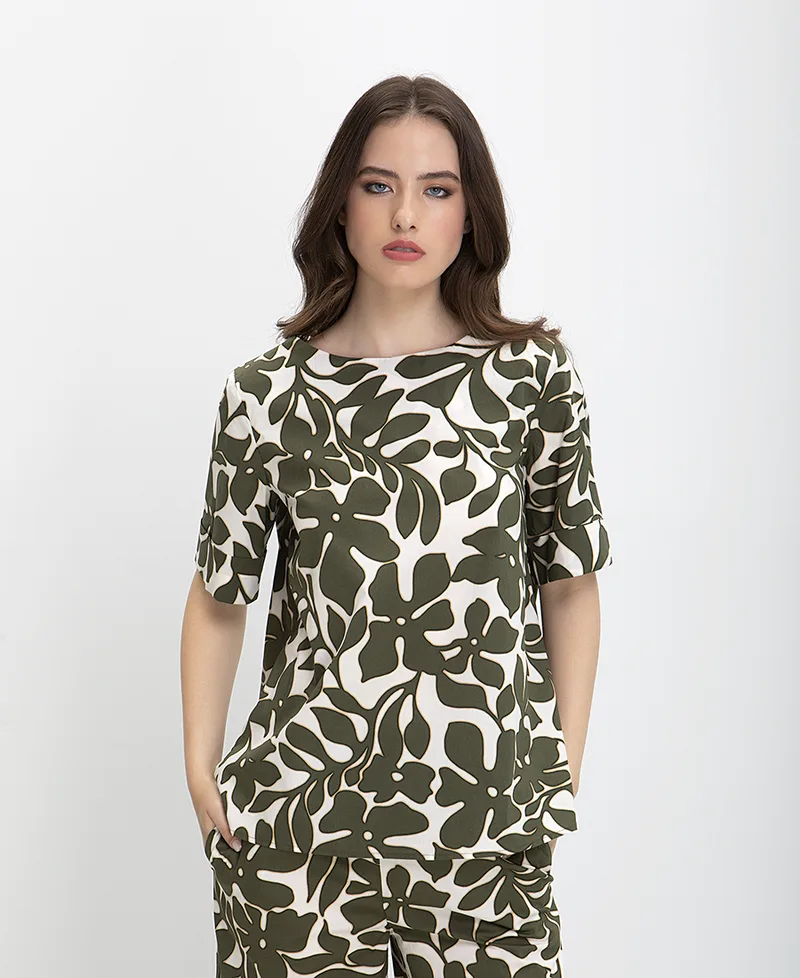 Μπλούζα Floral σε Πράσινο Εμπριμέ