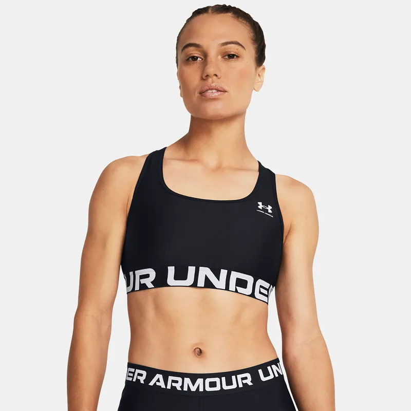 UNDER ARMOUR HEATGEAR ARMOUR MID BRANDED SPORTS BRA ΜΑΥΡΟ