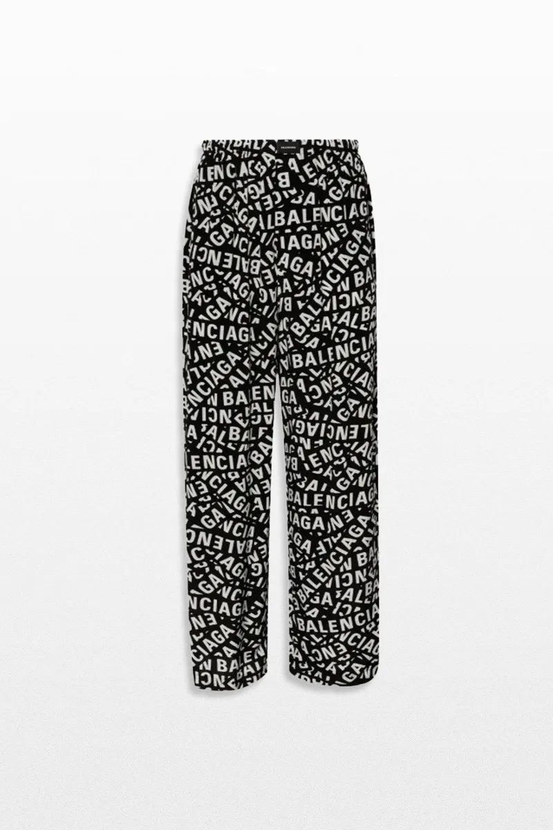 BALENCIAGA Ανδρικό Μαύρο Black And White Printed Trousers