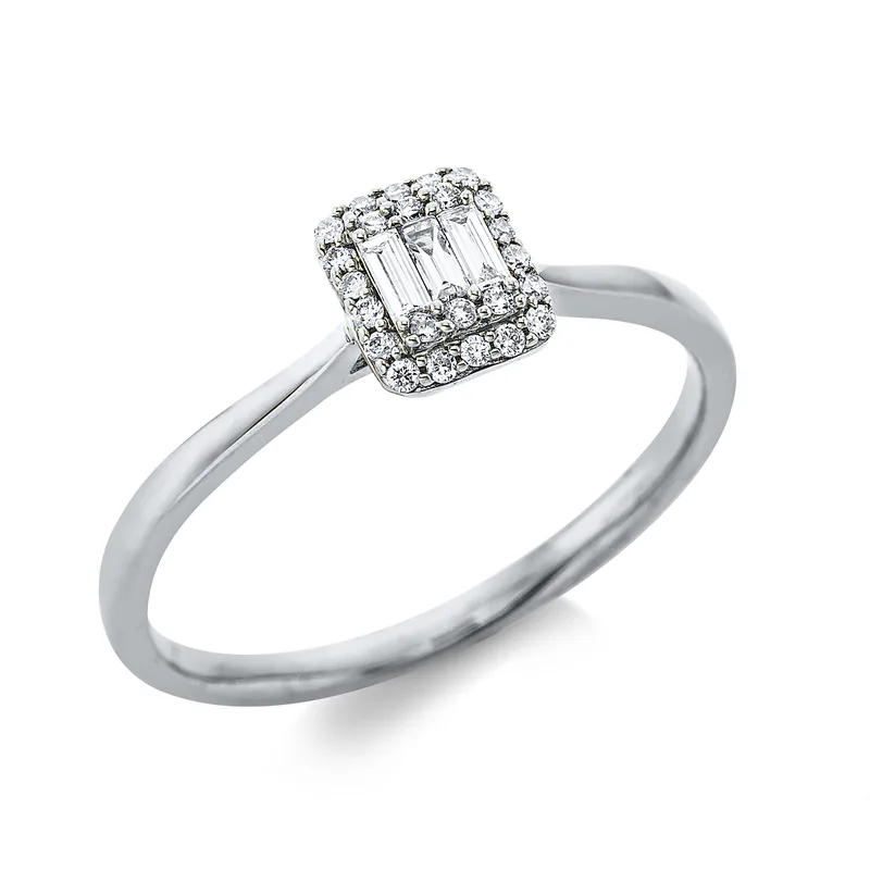 Diamond Group Μονόπετρο Δαχτυλίδι με Διαμάντια Brilliant από Λευκό Χρυσό 18 Καρατίων DDX531