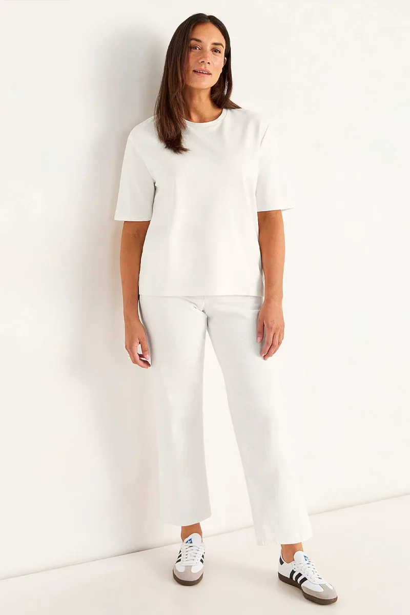 Φαρδύ καμπάνα jean 7/8 σε denim white χρώμα