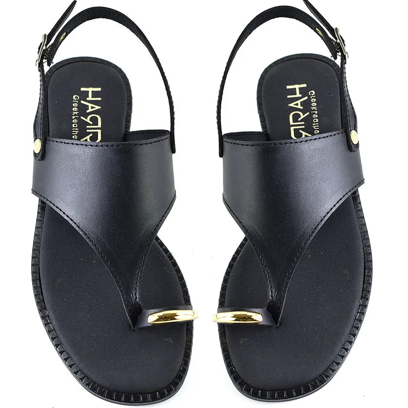 Δερμάτινο μαύρο σανδάλι HARRIS 500-1084