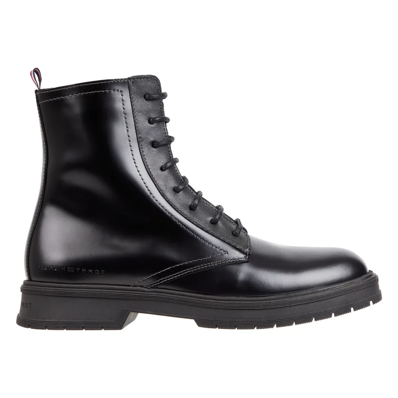 Ανδρικά Δερμάτινα Μποτάκια Tommy Hilfiger Abrasivato FM0FM04676 BDS Μαύρα