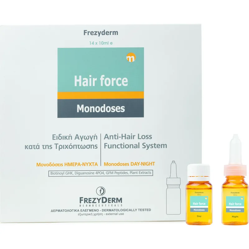 Frezyderm Hair Force Monodose Day/Night Αμπούλες για την Αντιμετώπιση της Τριχόπτωσης 14 x10ml