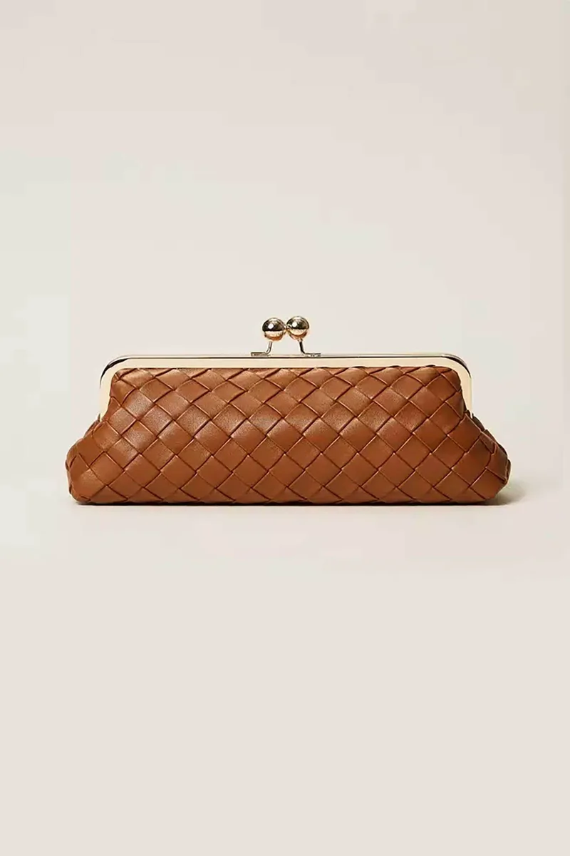 Twinset γυναικείο clutch με πλεκτό σχέδιο μονόχρωμο - 261TB7301 Ταμπά