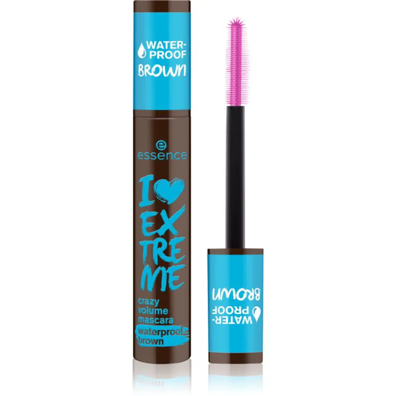 essence I LOVE EXTREME crazy volume αδιάβροχη μάσκαρα για όγκο απόχρωση 01 Cozy Brown 12 ml