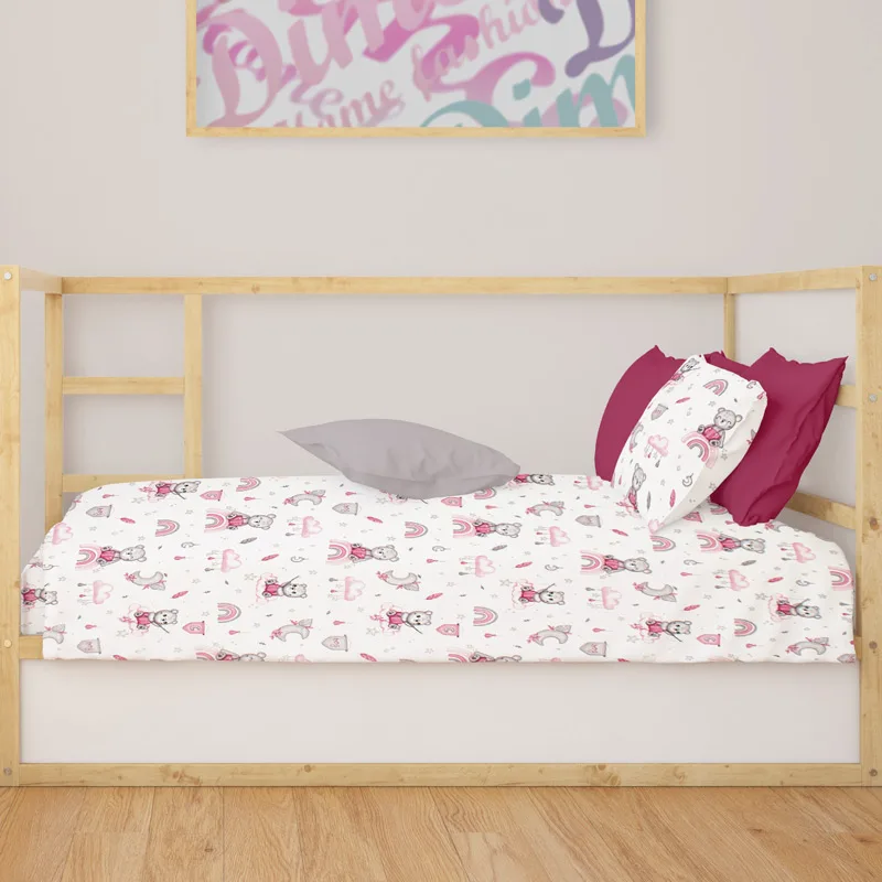 Παπλωματοθήκη Κούνιας 120x160 Dimcol Cloudy Bear 582 Ροζ