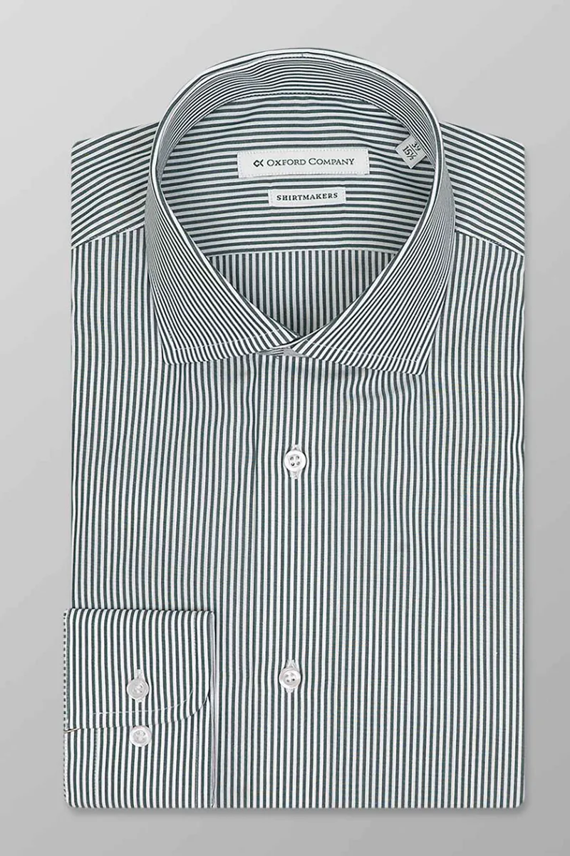 Oxford Company ανδρικό πουκάμισο club με ριγέ σχέδιο Regular Fit "Classic" - M220NRS20.04 Πράσινο Σκούρο