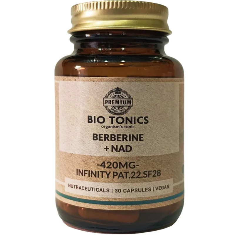 Bio Tonics Berberine & NAD+ 420mg Συμπλήρωμα Διατροφής Βερβερίνης & NAD+ για την Αντιμετώπιση του Μεταβολικού Συνδρόμου, Ενέργεια σε Κυτταρικό Επίπεδο με Ισχυρές Αντιοξειδωτικές Ιδιότητες 30caps