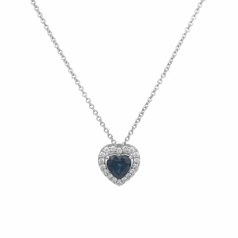 Λευκόχρυσο κολιέ καρδιά Κ18 Sapphire and Diamonds 047439 047439 Χρυσός 18 Καράτια