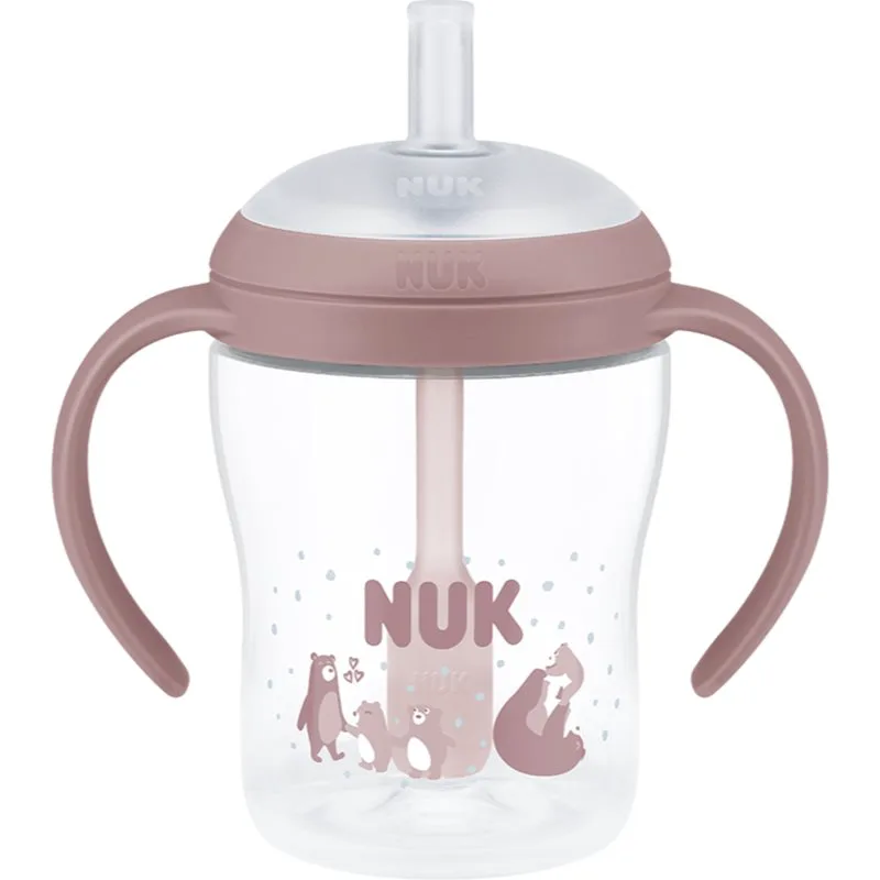 NUK Perfect Match Bear μπουκάλι με καλαμάκι 8m+ 150 ml