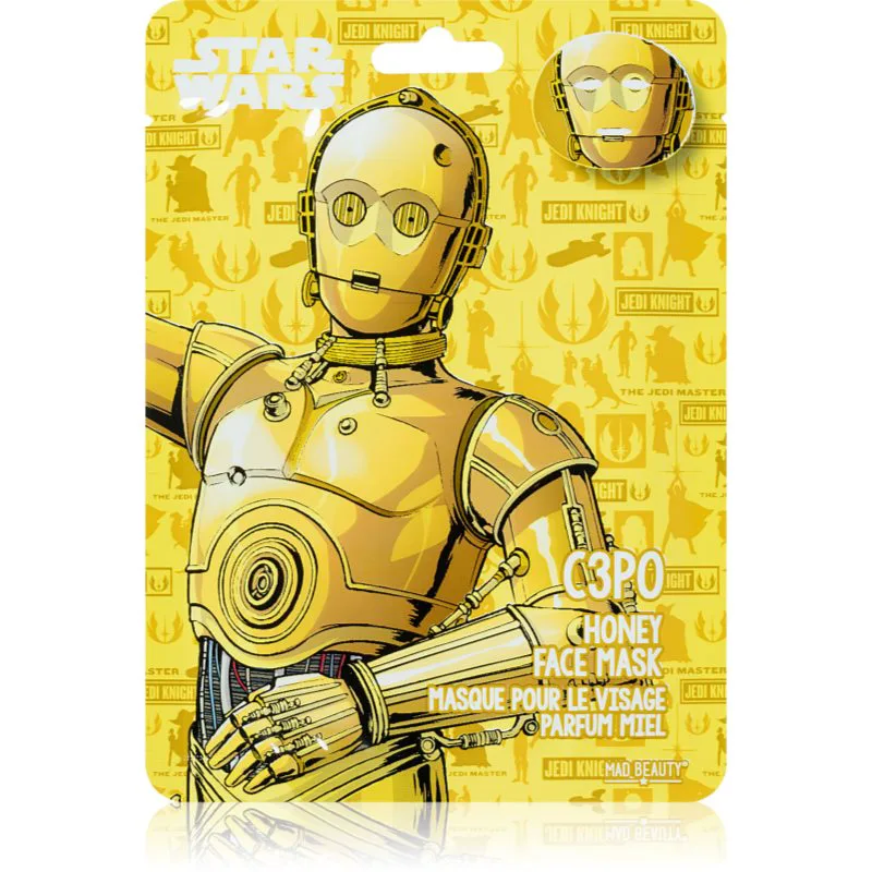 Mad Beauty Star Wars C3PO υφασμάτινη μάσκα ενυδάτωσης με μέλι 25 ml