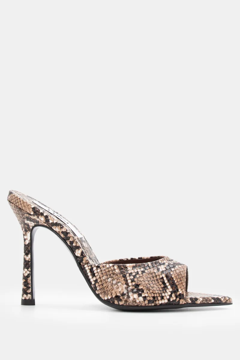 LUIGI DESIGN - Mules Μυτερά - Φίδι-Μπέζ
