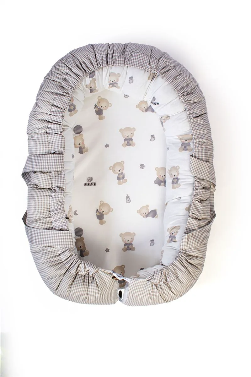 Φωλιά Ύπνου Βαμβακερή 85x60x15εκ. Bear's Nest 05 White-Grey DimCol