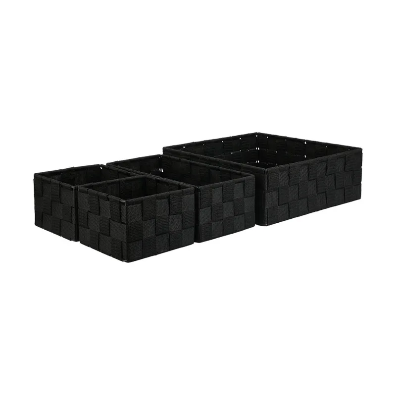 Καλάθια Αποθήκευσης (Σετ 4τμχ) Estia Μαύρο 02-28213