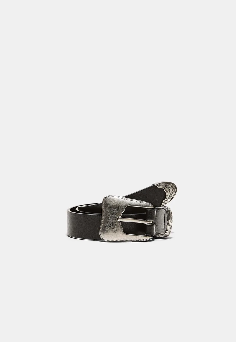 Stradivarius Βασική Ζώνη Με Αγκράφα Western Μαύρο 70