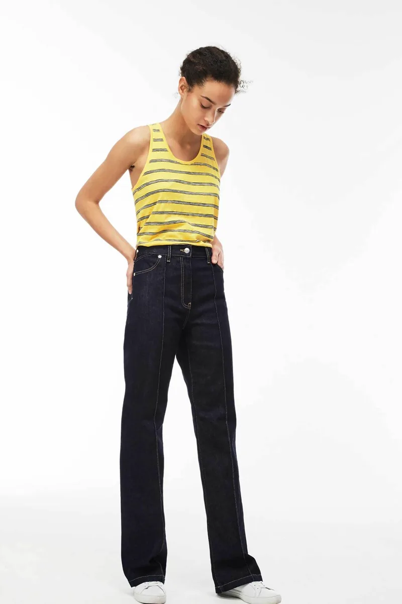 Lacoste γυναικείο παντελόνι τζιν ψηλόμεσο Boot Cut - HF3965 Μπλε Σκούρο