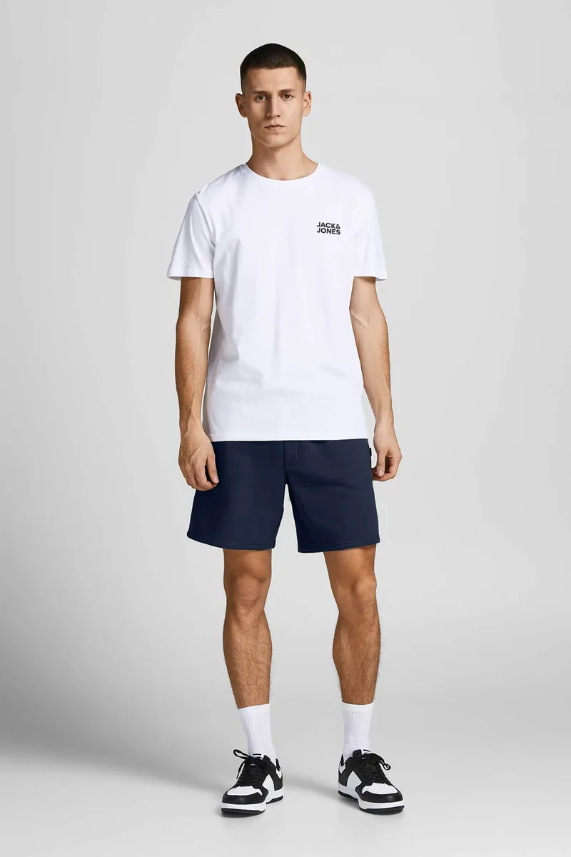 JACK & JONES ανδρική βερμούδα μονόχρωμη με ελαστική μέση Comfort Fit - 12249285 Μπλε Σκούρο