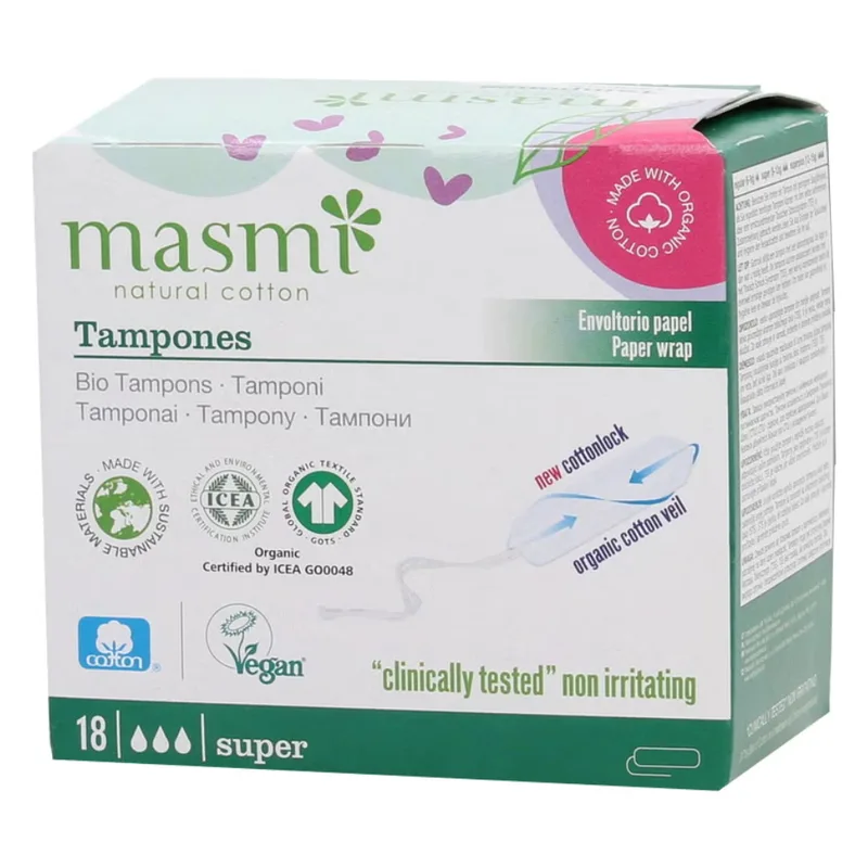 Masmi Organic Cotton Swabs, Super (18 pieces)